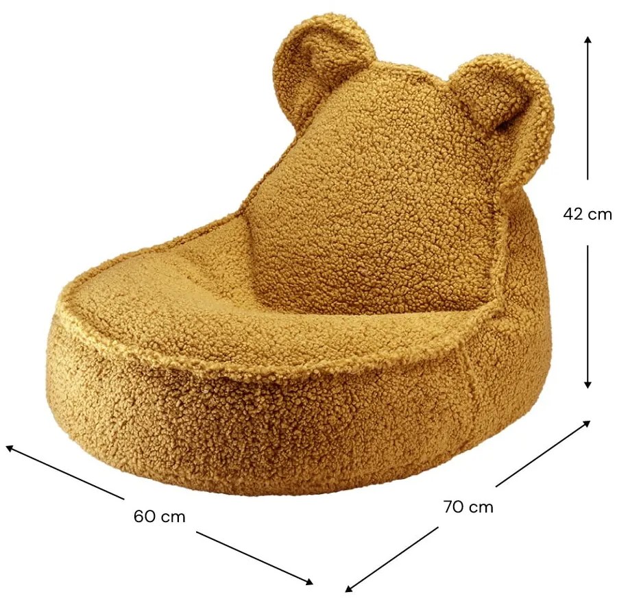 Hnedý detský sedací vak z textílie buklé Bear – Wigiwama