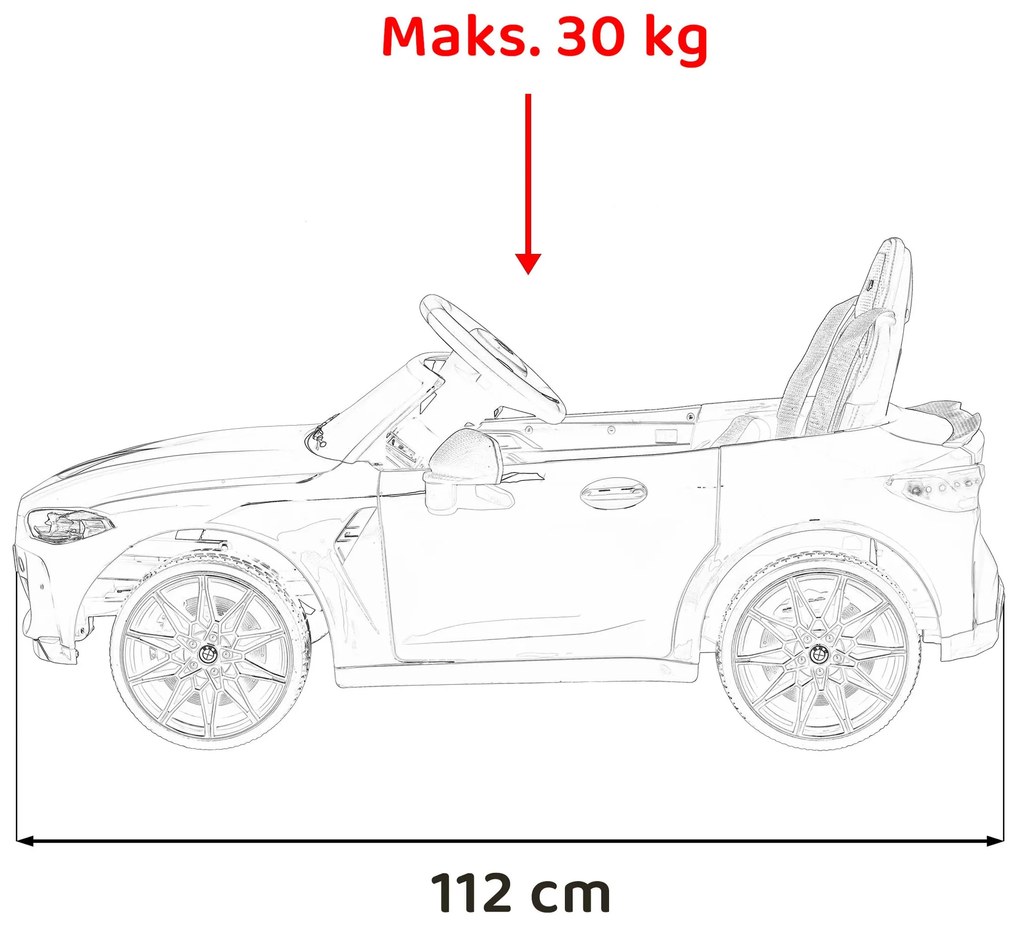 RAMIZ Elektrická autíčko  BMW M4 - biele - 2x35W- BATÉRIA - 12V7Ah - 2024