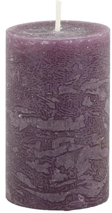 Fialová široká sviečka Macon Rustic plum - Ø 5*8cm/ 16h