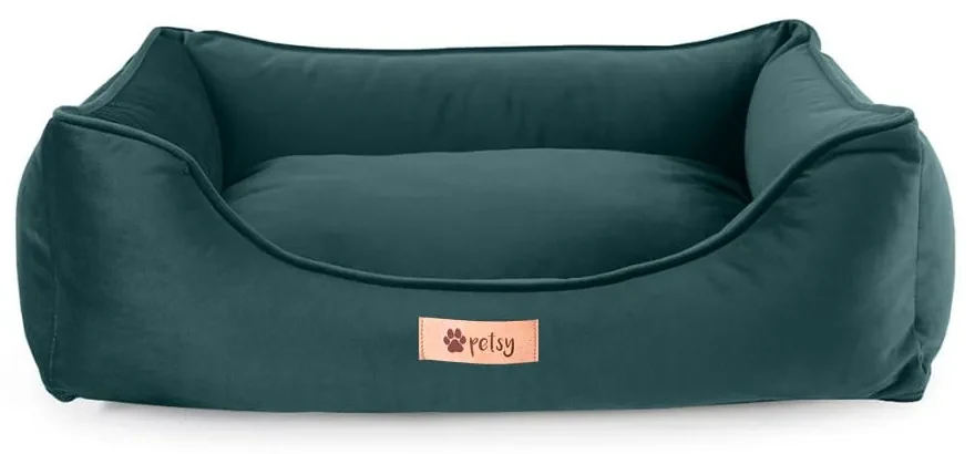 Tmavozelený zamatový pelech 55x42 cm Royal - Petsy