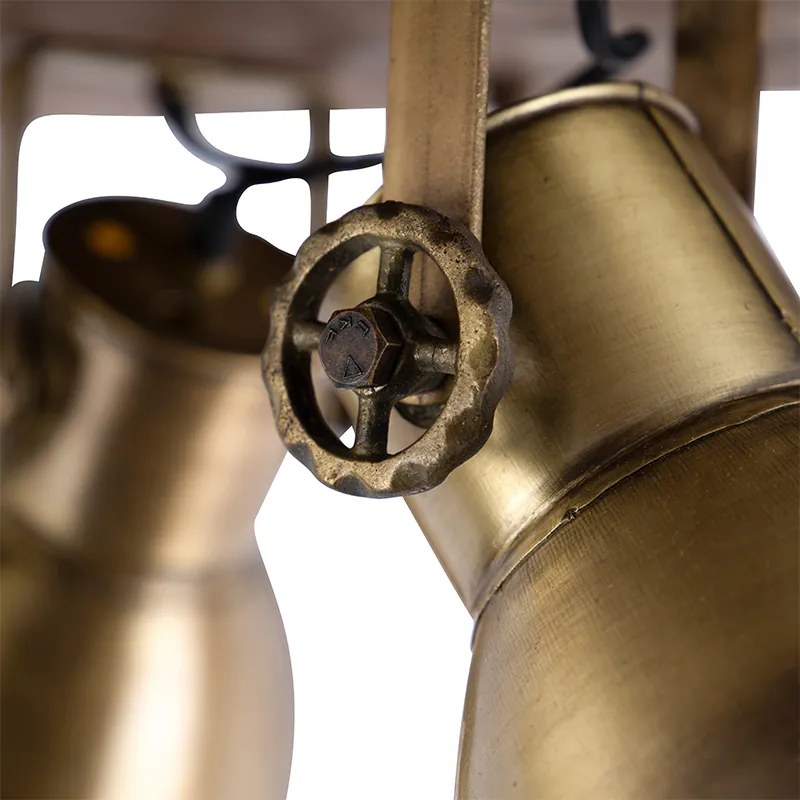 Stropné svietidlo bronzové s dreveným dekorom 3-svetlo - Mangoes