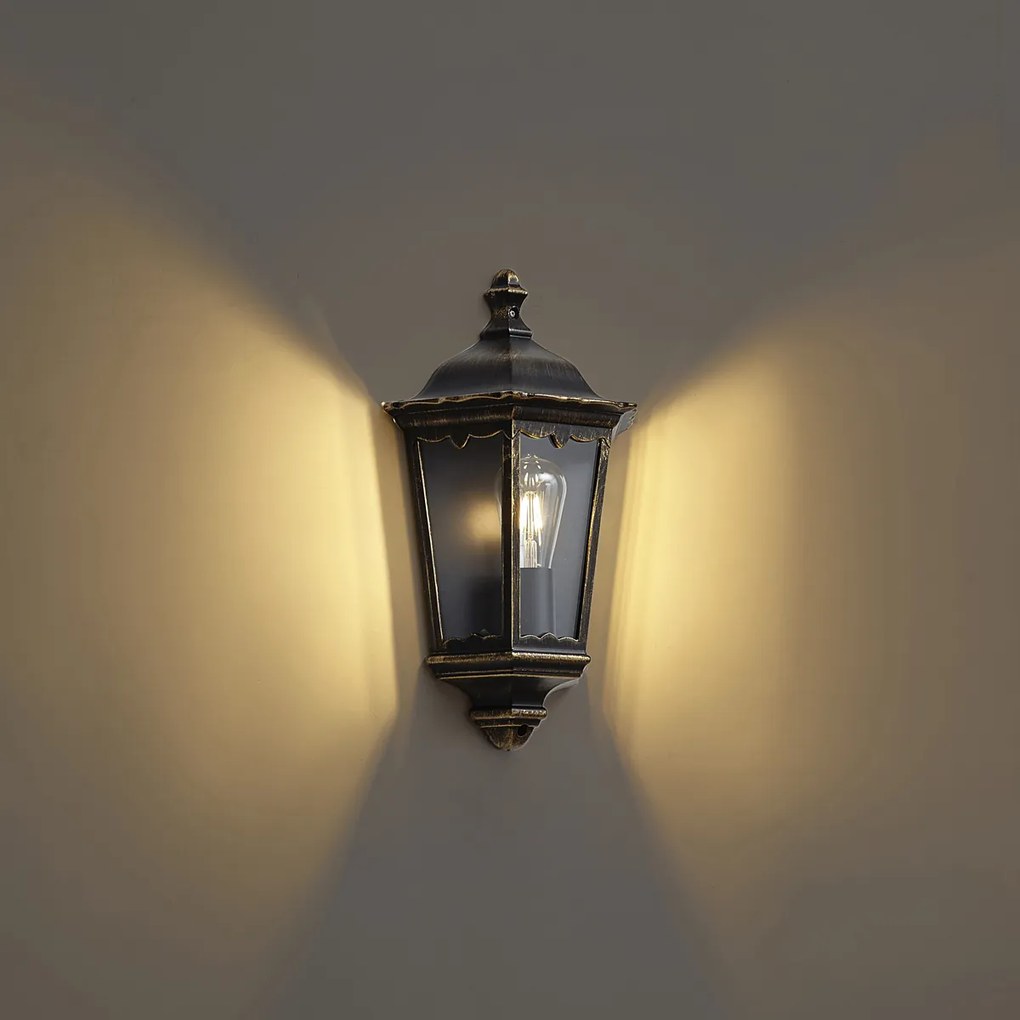 Klasická vonkajšia nástenná lampa zlatá IP44 - Havana Half