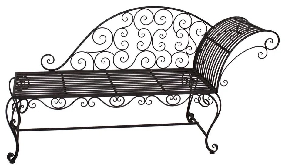 Čierno-tmavohnedá kovová záhradná lavica Lamington – Garden Pleasure
