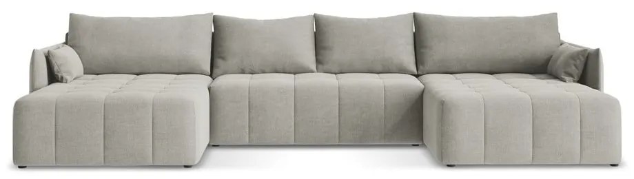 Svetlosivá rozkladacia/s úložným priestorom rohová pohovka (do tvaru "U") Moku – Makamii