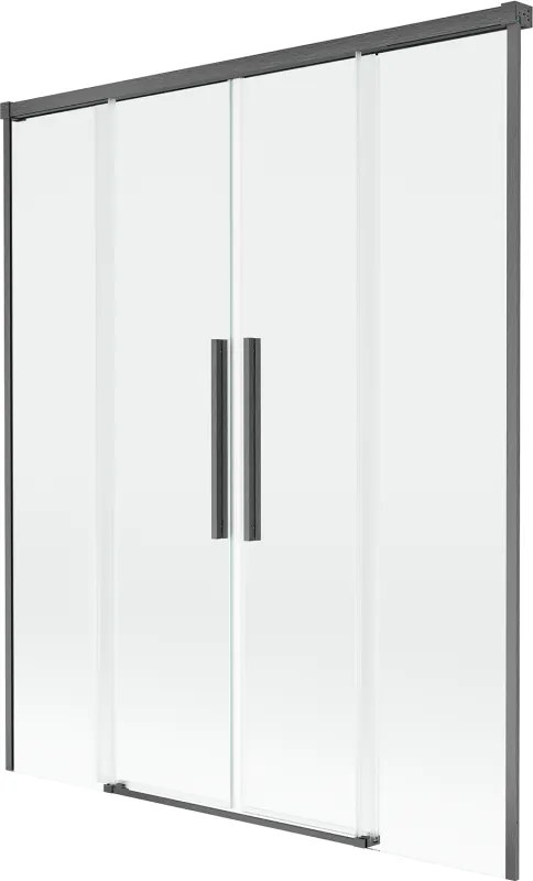 Mexen Rox, 2-krídlová posuvná vaňová zástena 150 x 150 cm, 8mm číre sklo, brúsený grafit profil, 8C9-150-002-66-00