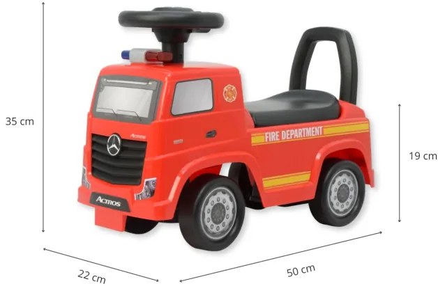 Odrážadlo Mercedes-Benz Actros hasičské auto červené