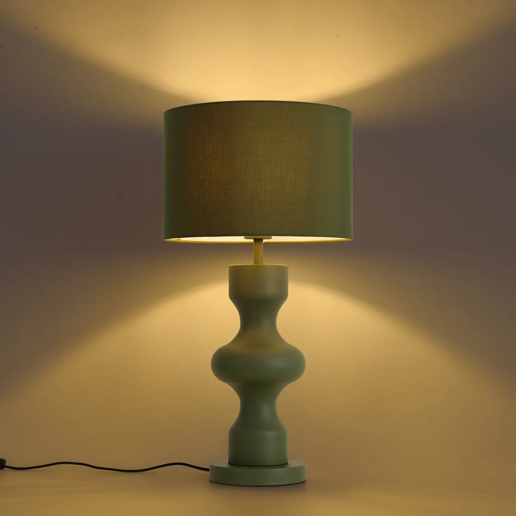 Retro stolná lampa zelená s látkovým tienidlom - Captain