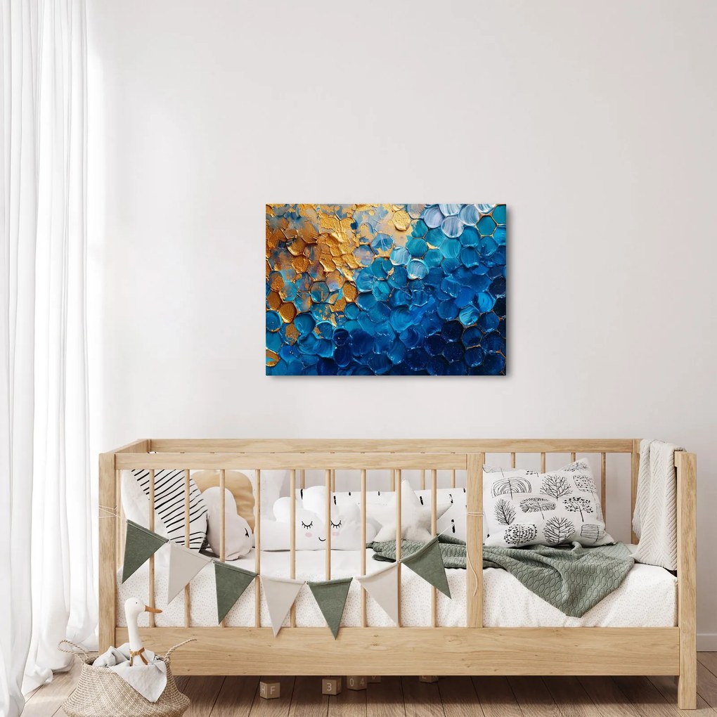 Obraz - Modrozlatá maľba (70x50 cm)