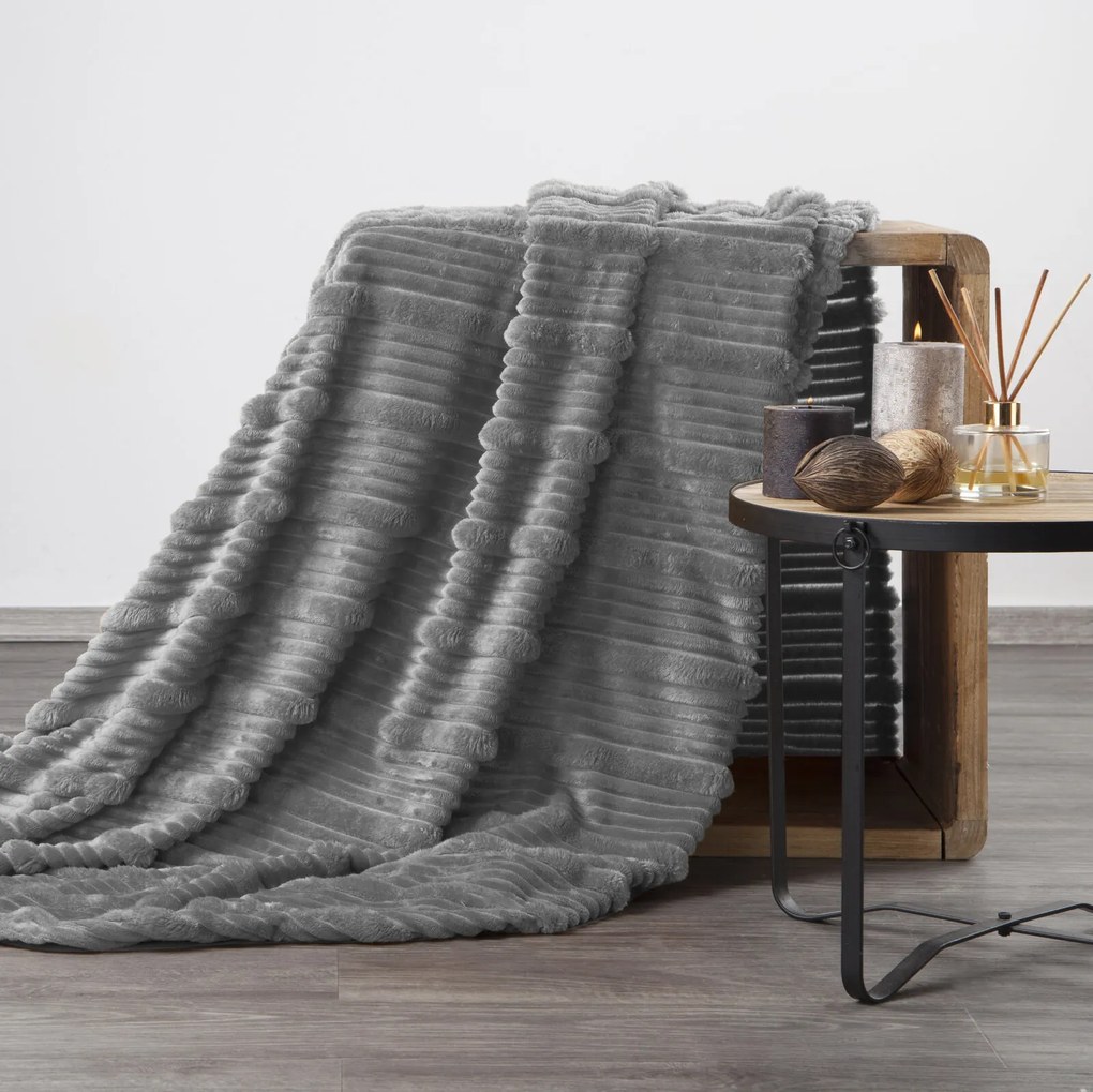 FLANELOVÁ DEKA NINA 200X220 CM SIVÁ