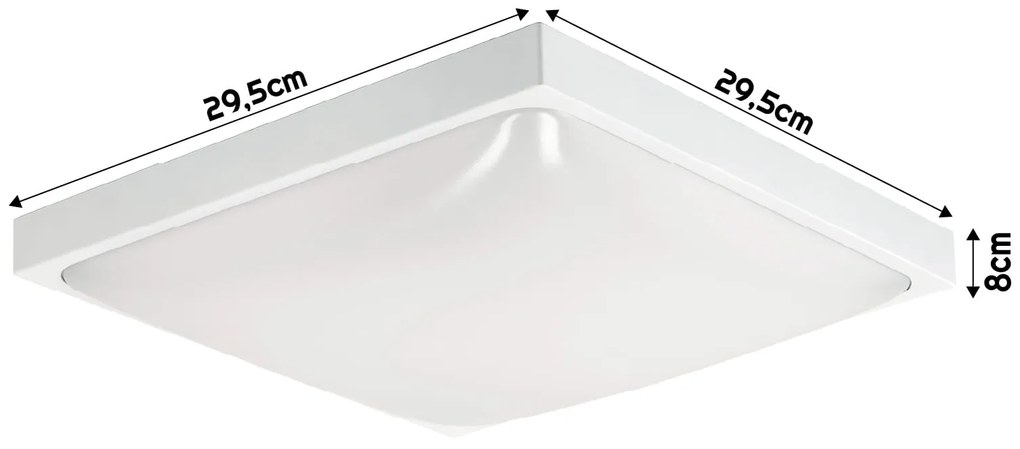 ECO LIGHT LED stropné svietidlo 2xE27 štvorcové biele + 2x E27 10W neutrálna biela žiarovka