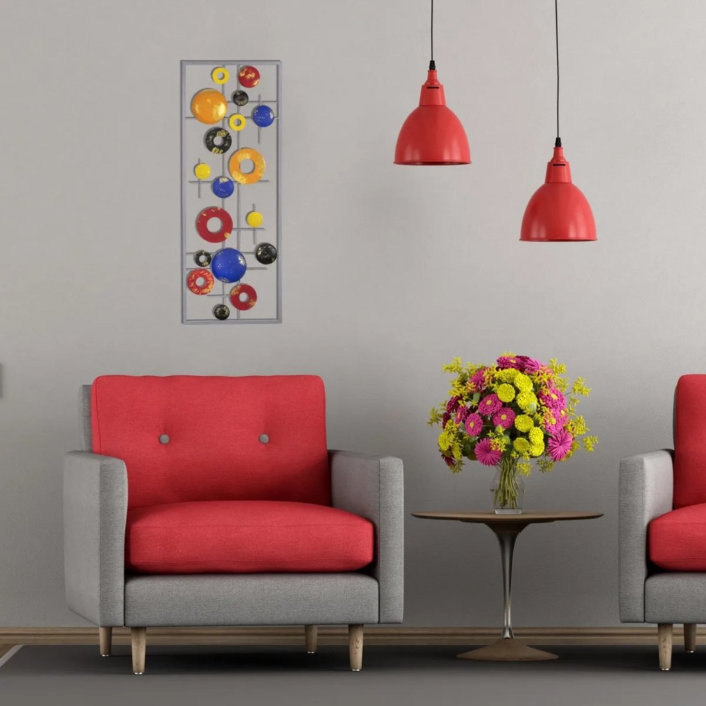 Nástenná kovová dekorácia Kruhy viacfarebná