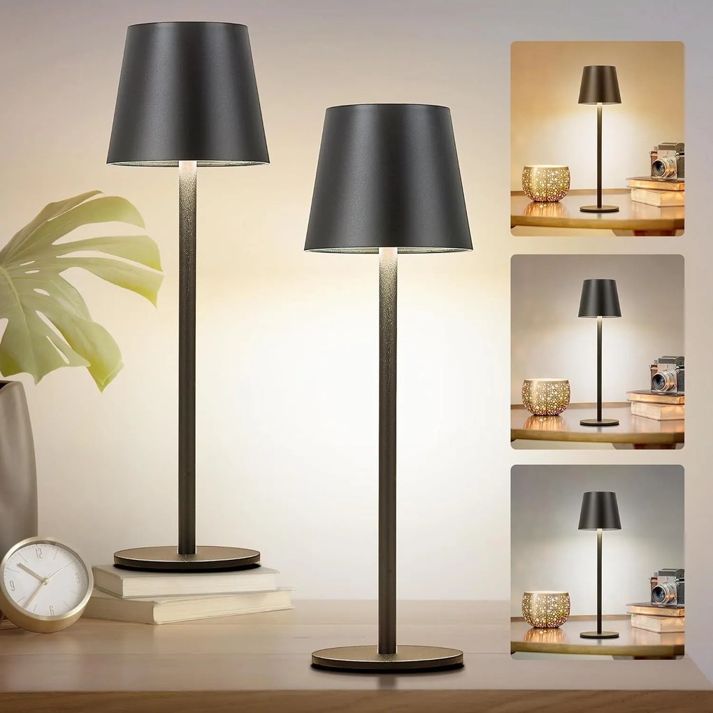 Toolight Toolight, dotyková LED nočná stolná lampa 5W, 3 farby svetla, USB napájanie, APP1365-T BLACK, čierna matná, OSW-08628