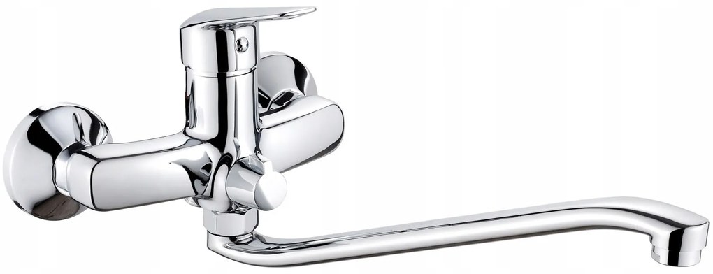Deante Boro, nástenná umývadlová batéria 150mm s predĺženým ramenom a pripojením sprchovej hladice, chrómová, BMO_056M