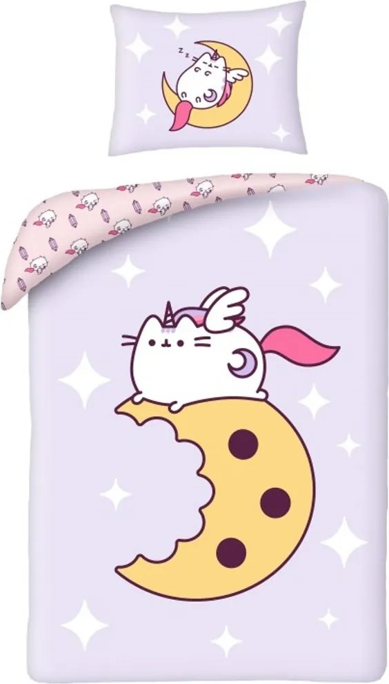 Posteľné obliečky z mikrovlákna Pusheen na mesiaci - 70x90 cm + 140x200 cm