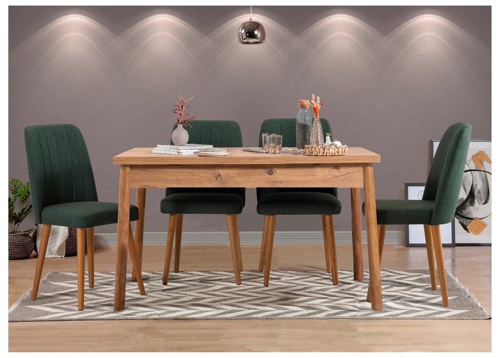 Jedálenský set Bimuvo 5 (borovica atlantická + zelená) (pre 4 osoby). Akcia -18%. Vlastná spoľahlivá doprava až k Vám domov. 1095059