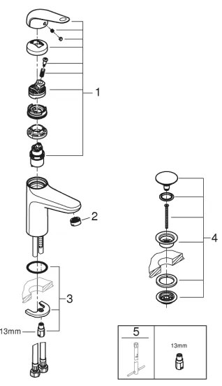 GROHE 24327001 - Umývadlová batéria SWIFT, veľkosť M, lesklý chróm