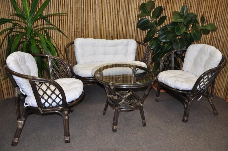 Ratanová sedacia súprava Bahama veľká hnedá - 3 farby