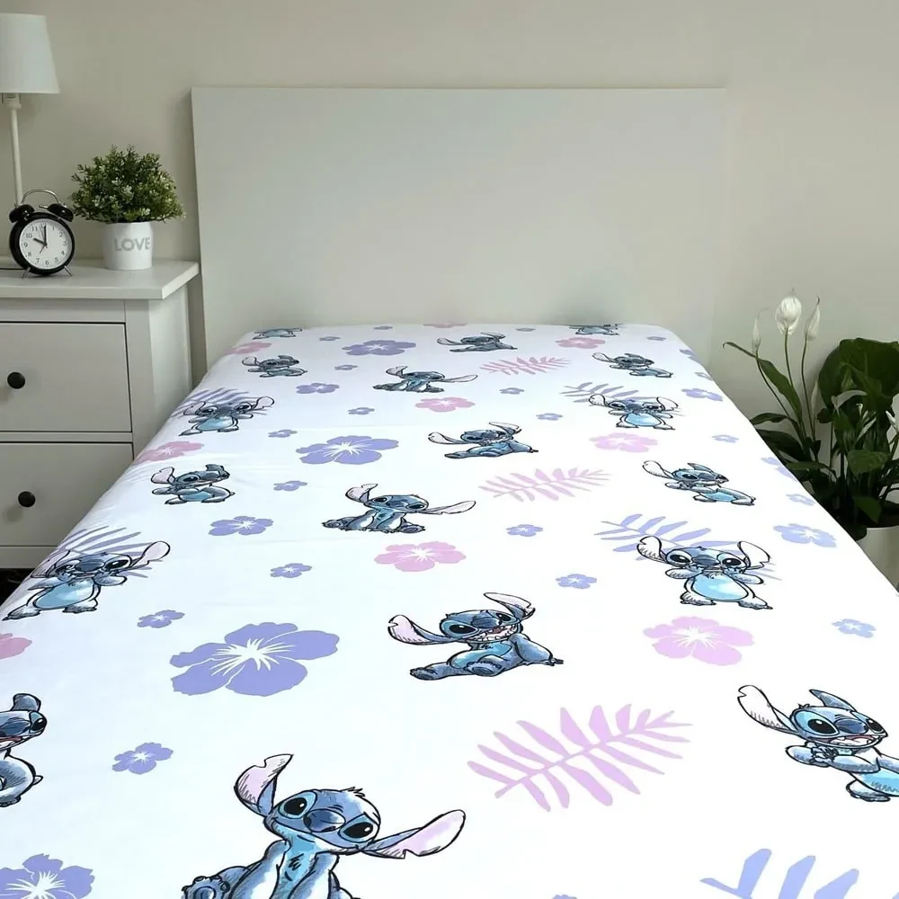 Napínacia bavlnená detská plachta na jednolôžko 90x200 cm Lilo and Stitch – Jerry Fabrics