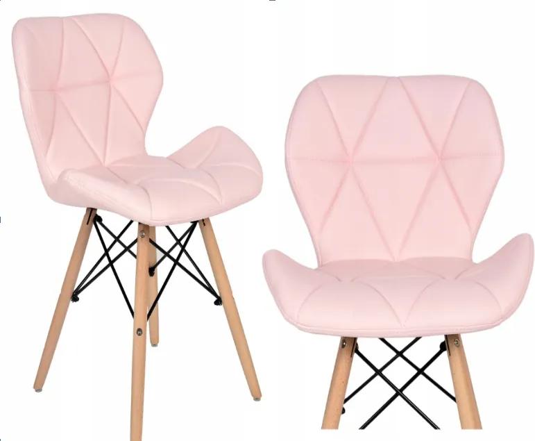 Jedálenské stoličky EKO ružové 4 ks - škandinávsky štýl