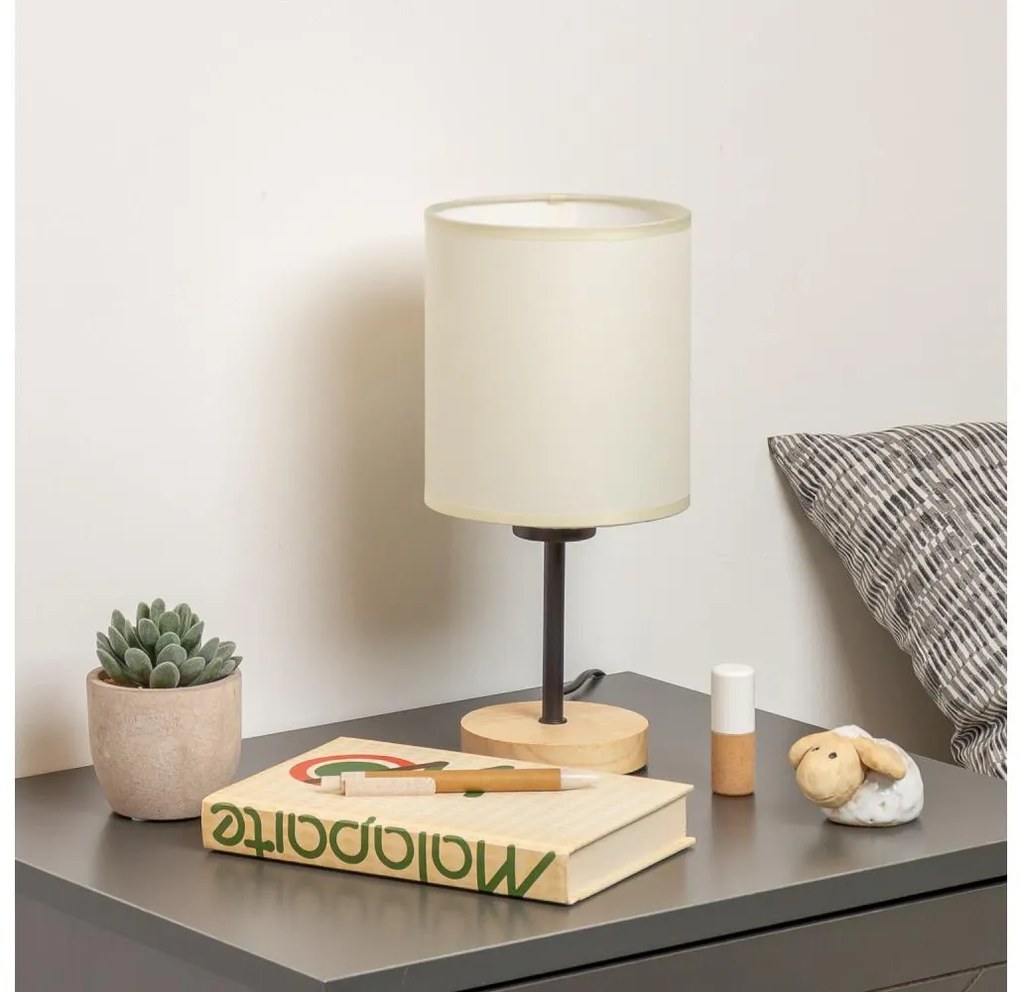 Brilagi - Stolná lampa NUBILA WOOD 1xE27/25W/230V dub/čierna/krémová BG1566