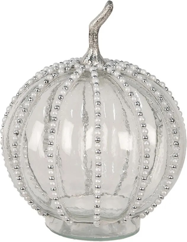 Transparentná sklenená tekvica Pumpkin s korálkami - 20*27 cm