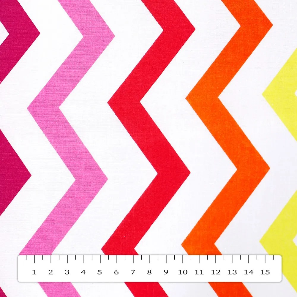 Biante Bavlnený behúň na stôl Sandra SA-379 Žlto-ružovo-červené cik-cak pásiky 45x120 cm