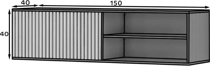 AKCIA Závesný TV stolík MEORATI 150x40 cm, čierna/dub artisan II. trieda