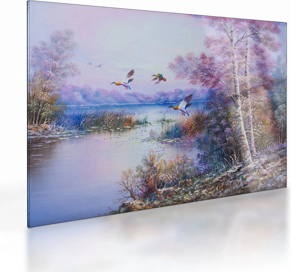 Sklenený obraz - Prichádza jeseň, olejomaľba (70x50 cm)