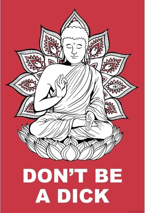 Plagát, Obraz - Buddha - Dont Be a Dick, (61 x 91.5 cm)