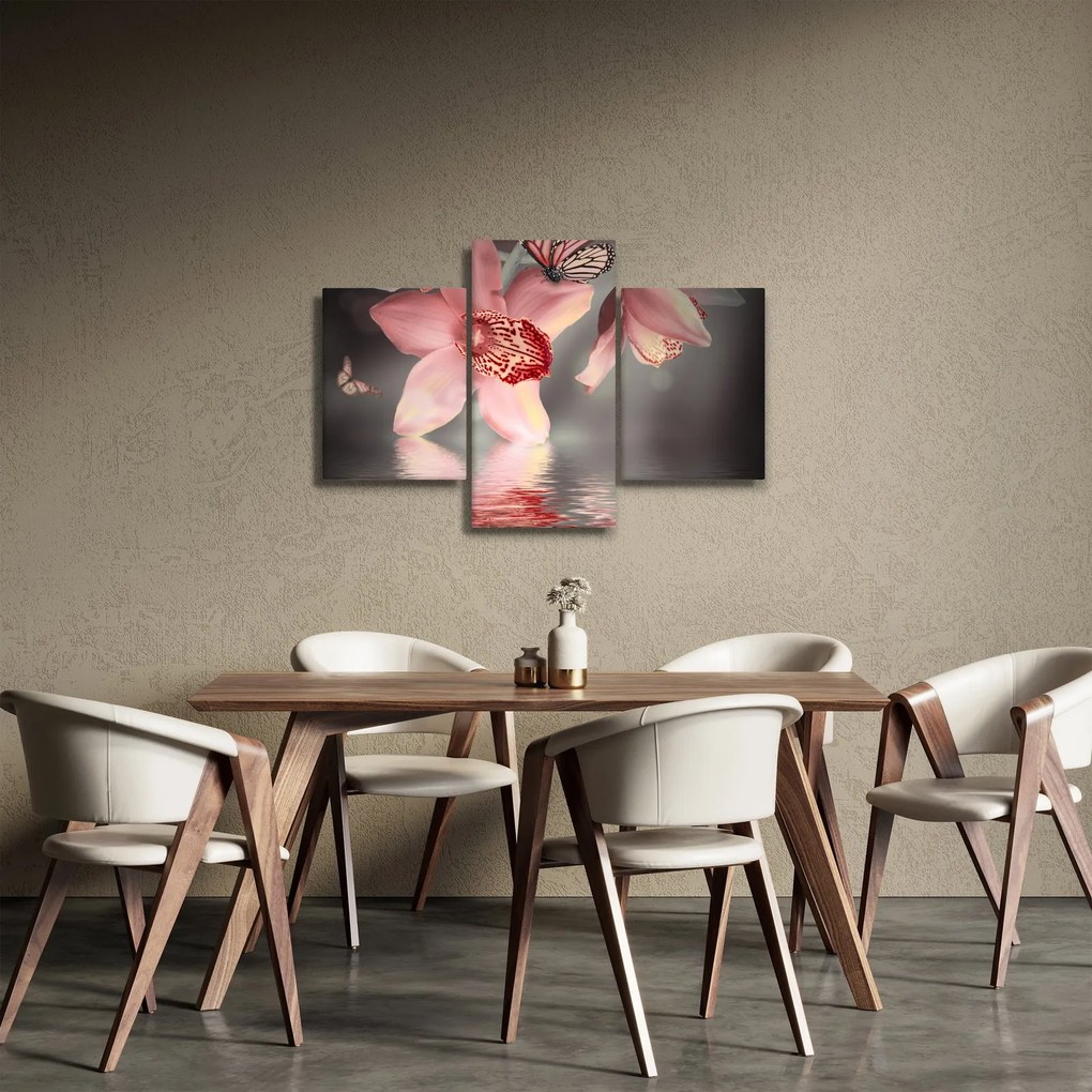Obraz - Kvety a motýľ (90x60 cm)