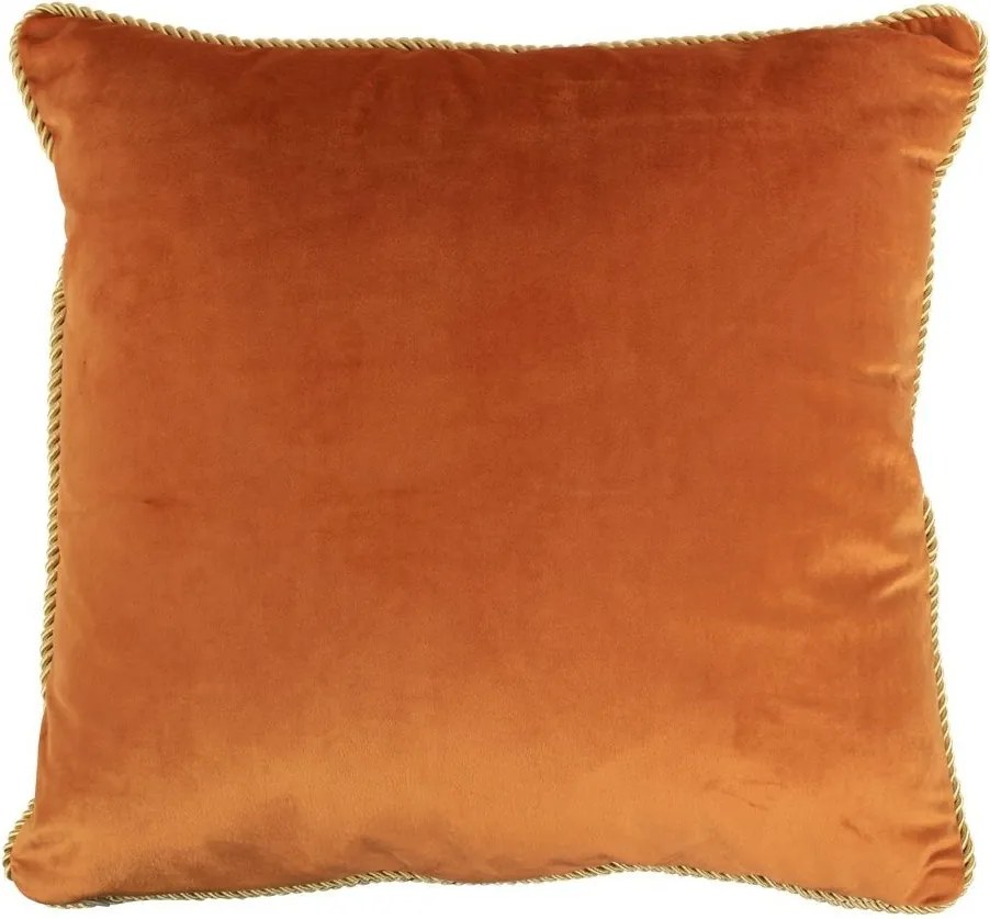 Oranžový zamatový vankúš obšitý krúteným zlatým povrázkom Velvet black - 45*10*45cm