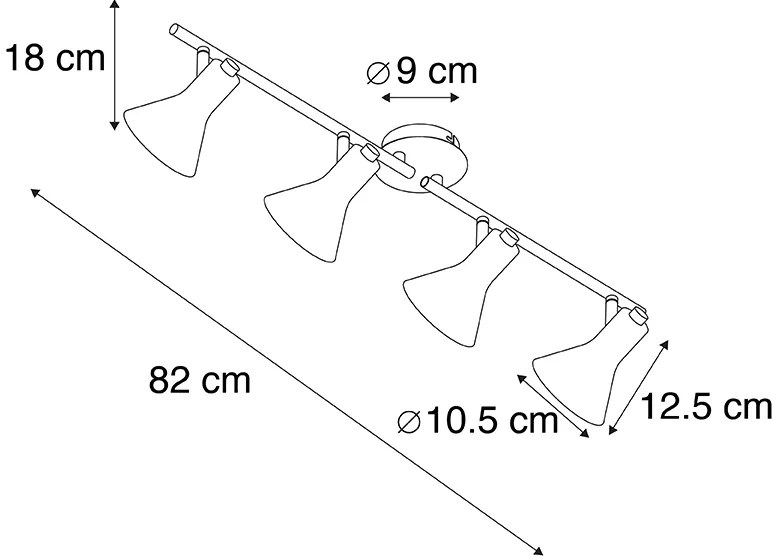 Moderné bodové svetlo čierne so zlatom 4-svetlo - Magno