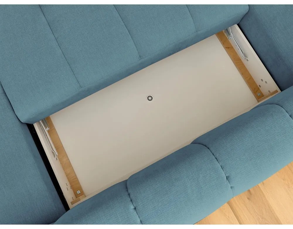 Modrá rozkladacia/s úložným priestorom rohová pohovka (ľavý roh/do tvaru "U") Fuji – Bobochic Paris