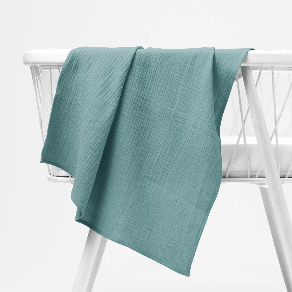 Biante Mušelínová plienka/dečka Nature MSN-050 Pastelovo modrozelená - ZVÝHODNENÁ SADA 3 KS 70x70 cm - Sada 3 ks