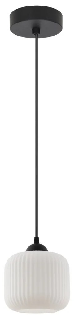 Závesné svietidlo Riffle, 1x biele sklenené tienidlo, b