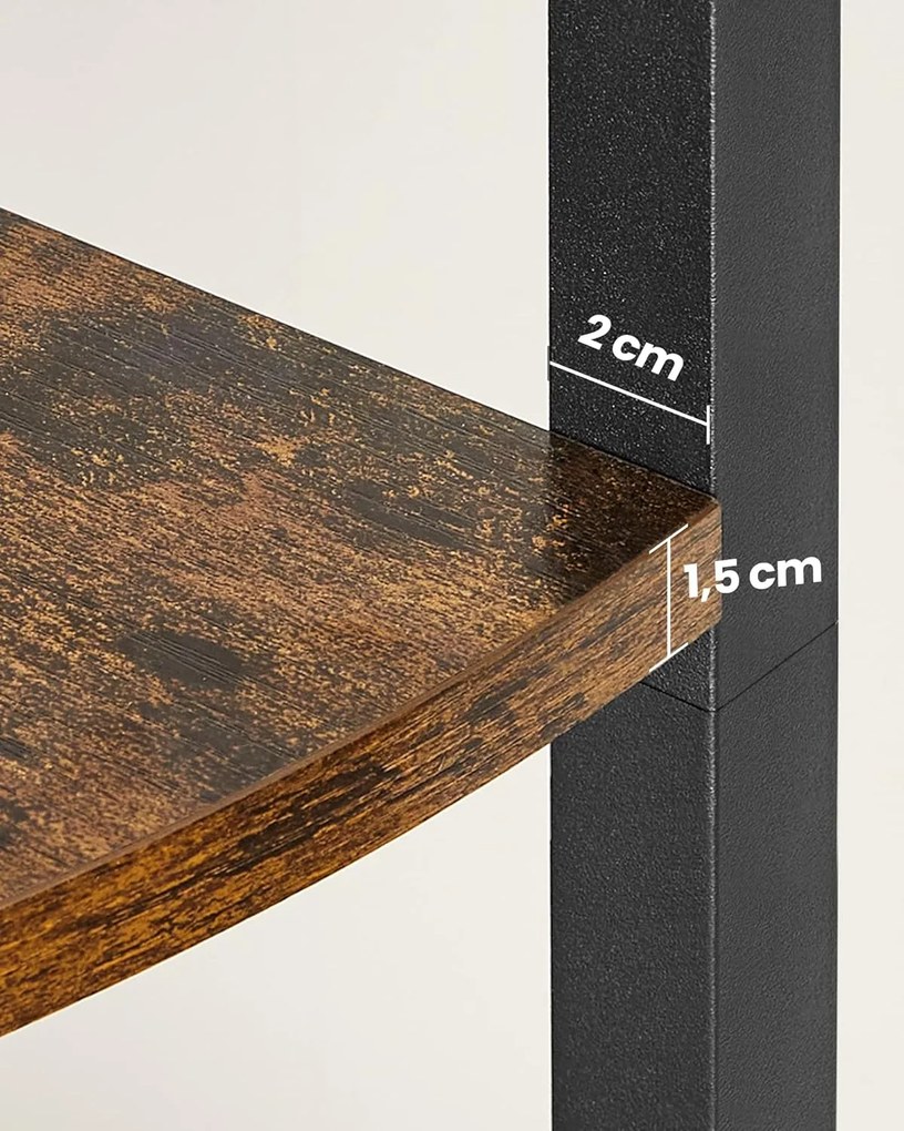 Rohová polica Vasagle Norma hnedá/čierna