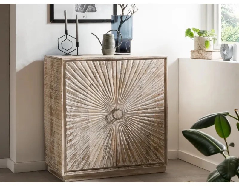 furniture-nabytek.cz - Masívna komoda Zambie z mangového dreva, lakovaná, biela