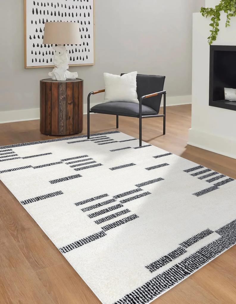 Moderný koberec MODE 8511 geometrická krémová / čierna Veľkosť: 200x290 cm
