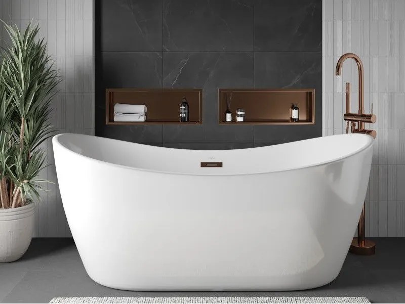 Mexen X-Wall-R, polica na zapustenie s prírubou  60 x 20 cm, medená matná - 19C0602010