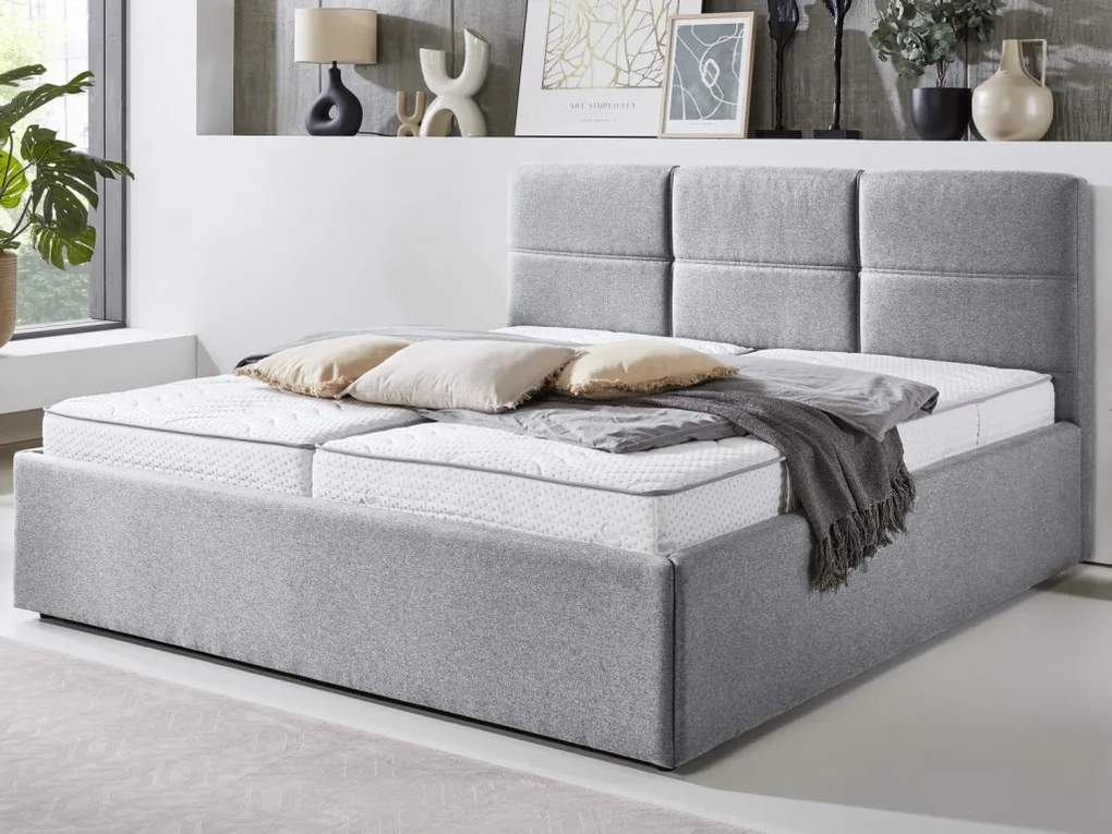 Posteľ Domango 180x200 cm, svetlo šedá látka