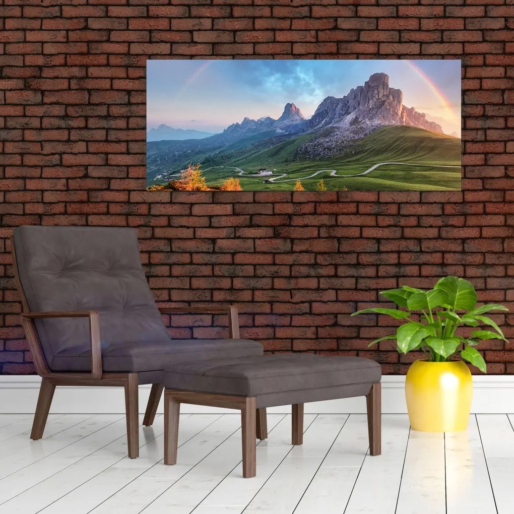 Obraz dúhy nad skaliskami (120x50 cm)