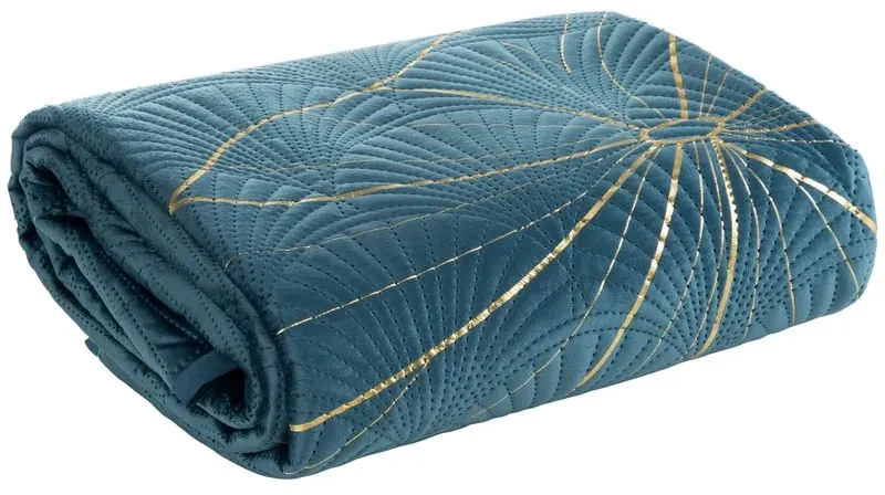 EUROFIRANY Zamatový prehoz, vyrobený technikou "hot press" s potlačou fólie 220 cm x 240 cm tyrkysová 100 % polyester Rozmery textílií: 170 cm x 210 cm