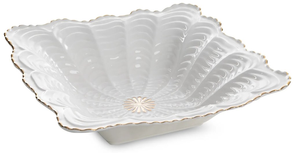 DEKORAČNÁ KERAMICKÁ MISKA GAIA 27X27X7 CM KRÉMOVÁ