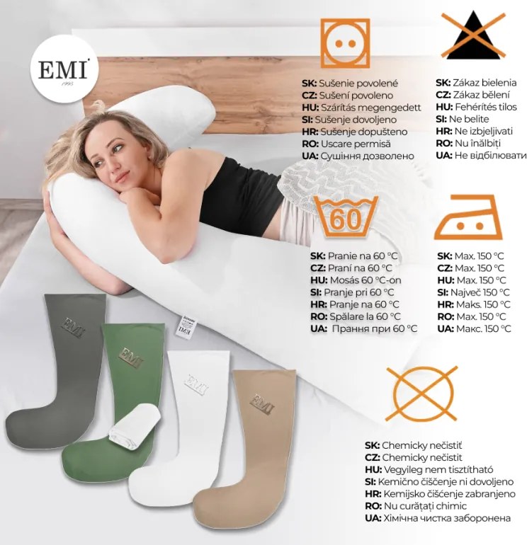 Farebné obliečky na tehotenský vankúš Marsolux EMI, zelena