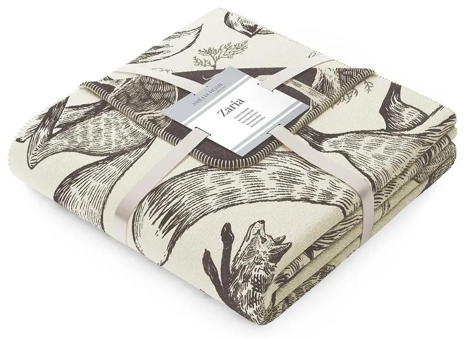 Béžová deka s prímesou bavlny AmeliaHome Fox, 150 x 200 cm