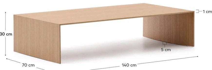 Konferenčný stolík vo svetloprírodnej farbe v dekore duba 70x140 cm Litto – Kave Home