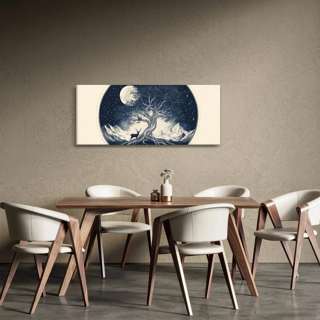Obraz – Magický strom s jeleňom I. (120x50 cm)