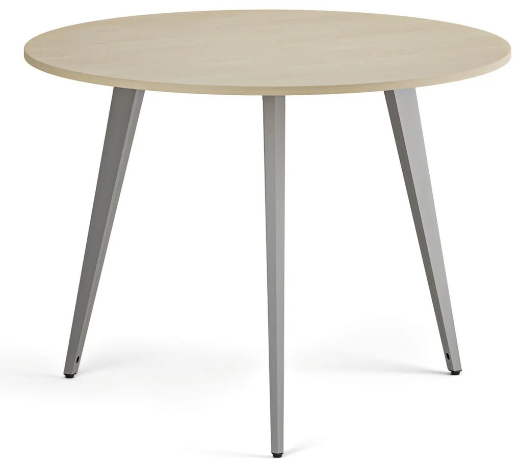 Konferenčný stôl PRIMO VIBE, priemer 100 cm, sivostrieborná podnož, breza