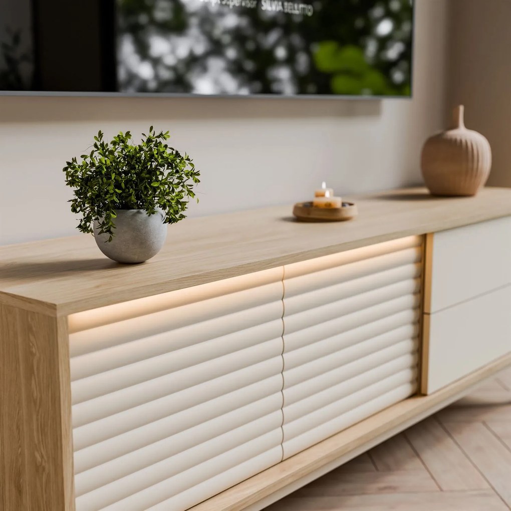 TV stolík QUENTIN dub + kašmír 160 cm