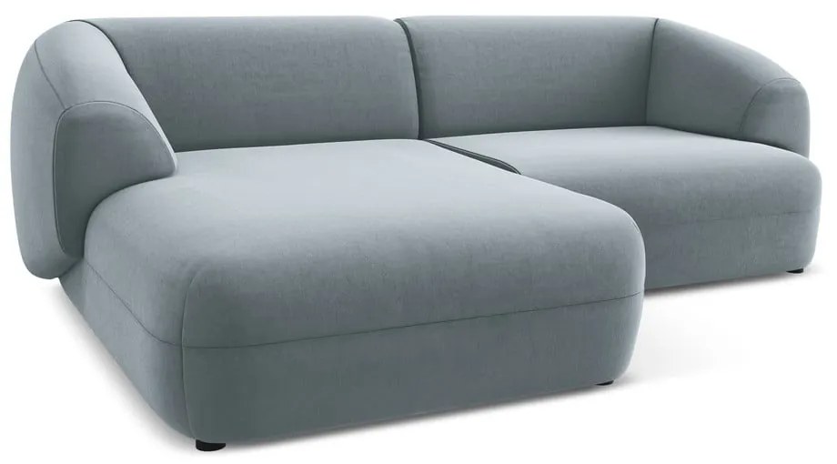 Svetlomodrá zamatová rohová pohovka (ľavý roh) Moana – Makamii